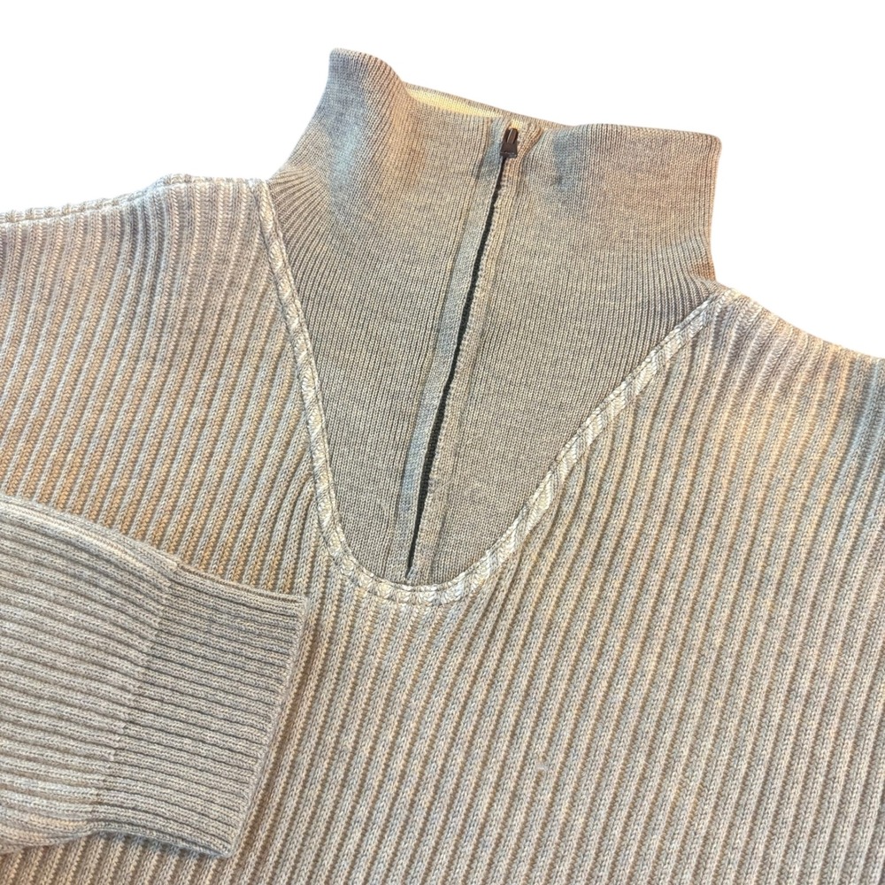 Tundra Canada 100% Merino Wool Quarter Zip Ribbed Sweater Mens 4X XL954T Beige